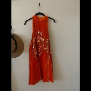 Burnt orange free people velvet dress